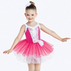 Revolution | Keeps Getting Better Pink White Ballet Tutu Dance Costume, Size MC